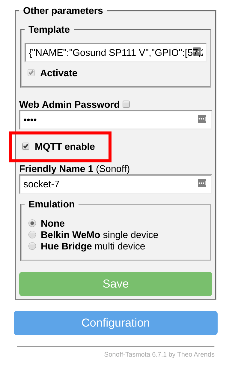 Tasmota enable MQTT