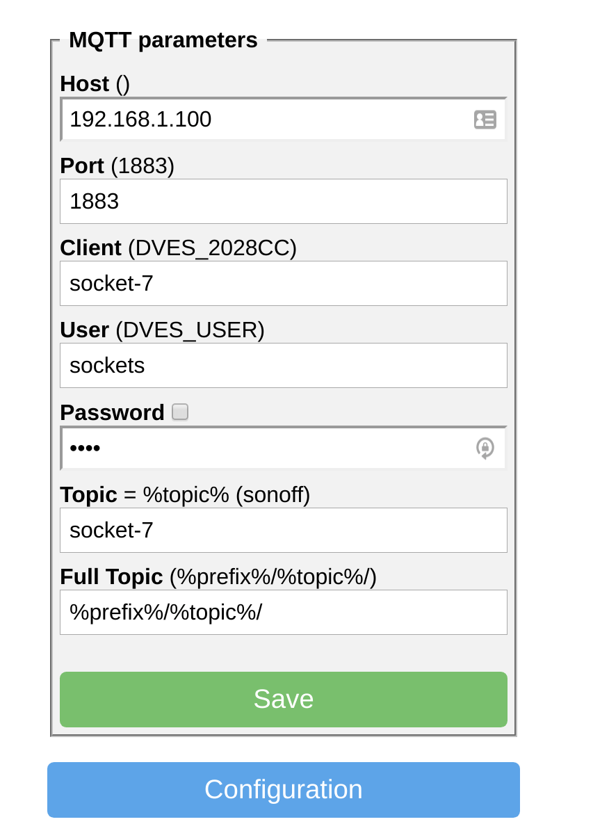 Tasmota configure MQTT